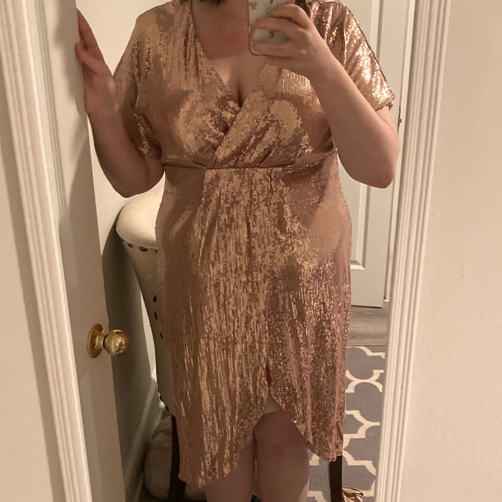 Express Sequin Wrap Dress